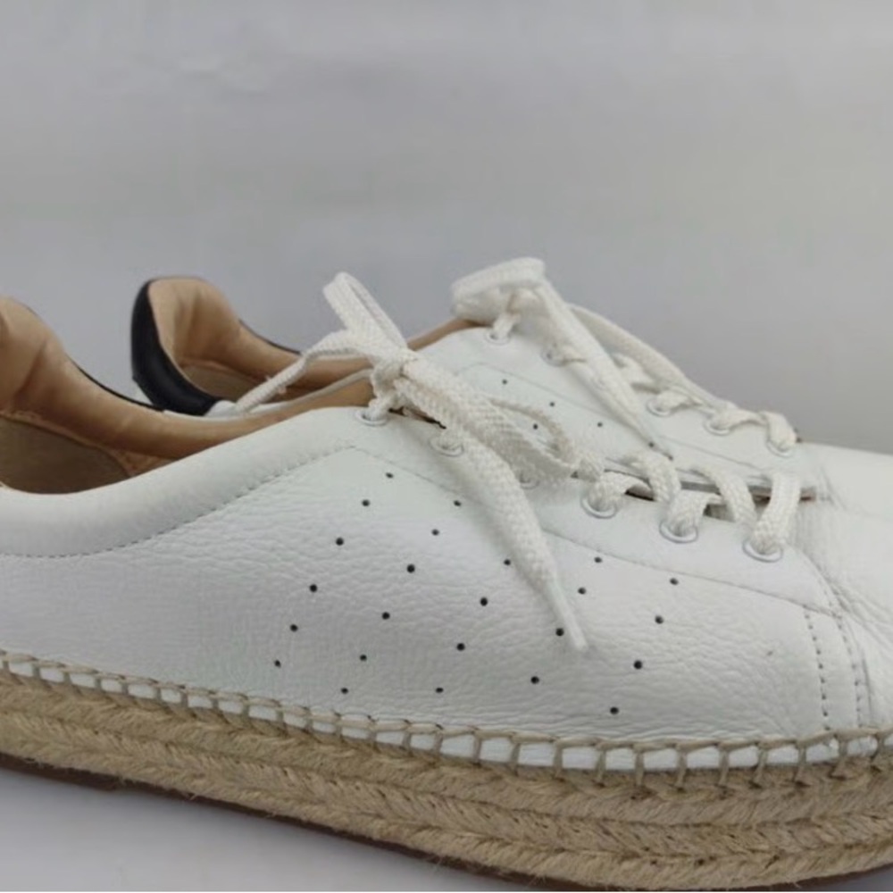 White Leather Platform Espadrille Sneakers - Casual Women’s Shoes
